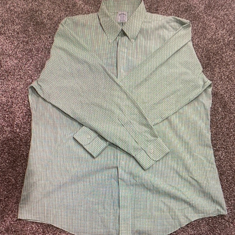 Brooks Brothers Green Micro-Check Dress Shirt
